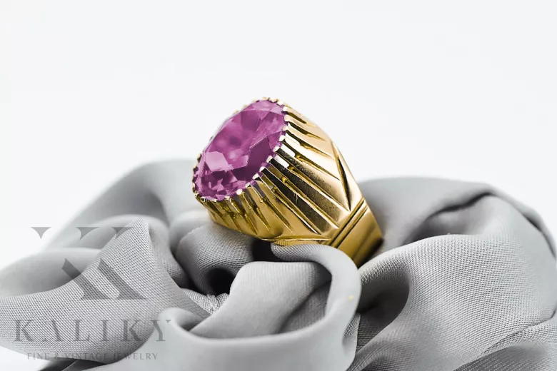 Ring Amethyst 14K Yellow gold Vintage vrc048y